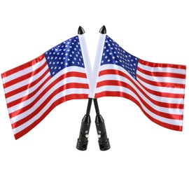 Fold Down 90° Motorcycle Flag Mount With Flag, Motorcycle Flag Pole Holder and American Flag 6x9 for Harley Davidson Road King Touring Spring Honda Goldwing Luggage Rack