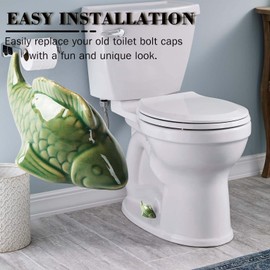 Toilet Bolt Caps, Fish Ceramic Toilet Bolt Caps, Fun and Cute Bathroom Decor for Easy Toilet Installation - Decorative Covers for Toilet Bolts (Green fish 2pcs)