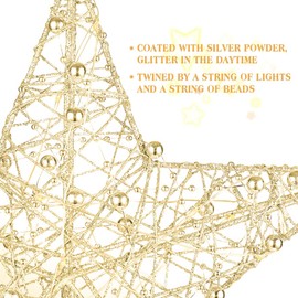 TOYANDONA Glittered Star Tree Topper 10 Inch Christmas Tree Toppers Star Treetop Xmas Christmas Tree Decorations Party Home Decor Golden