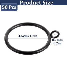 GBACHOOSE 50 Pack Metal Curtain Rings, 45mm Internal Diameter Curtain Pole Ring, Black Hanging Ring for Curtains Poles, Rods and Drapery