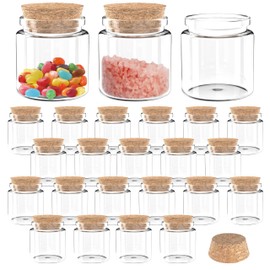 Golibra 24 Pcs Small Glass Jars with Cork Lids, 50ml Decorative Glass Bottles, Tiny Glass Vials for DIY Crafts, Wedding Favors, Party Decorations, Home Storage