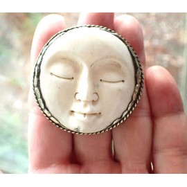 Unbranded Moon Face Ring in Tibetan Silver adjustable