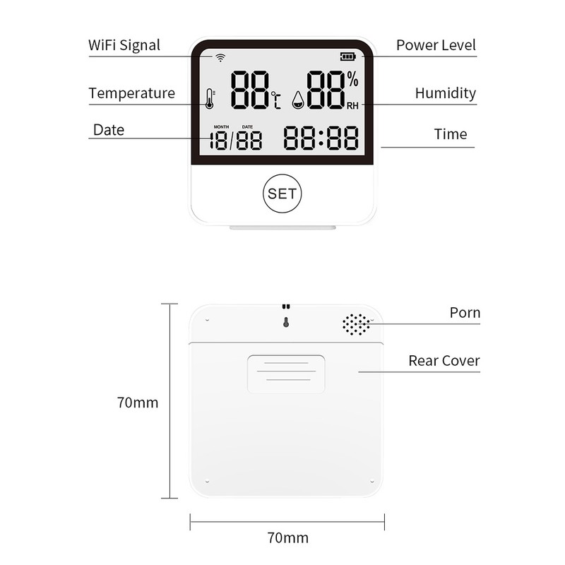 WiFi Temperature Humidity Monitor Smart Temperature & Humidity Sensor Meter