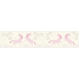 A.S. Création Boys & Girls 6 Borders with Unicorns Unicorn 5.00 m x 0.13 m Grey Pink White Made in Germany 369901 36990-1