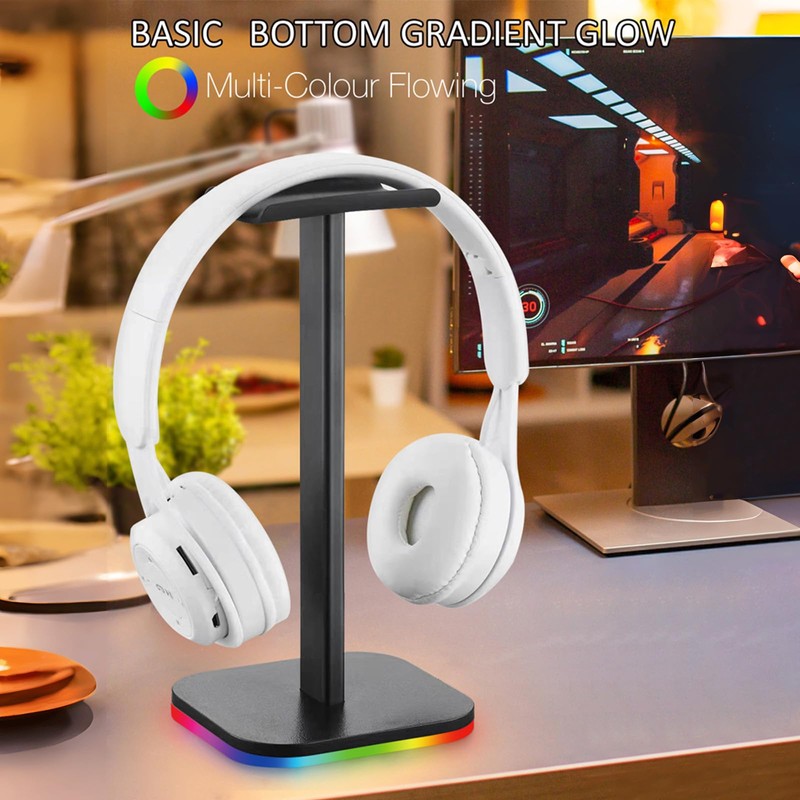 FUNFANG Headphone Stand Bottom Illuminated Headphone Holder RGB Light for