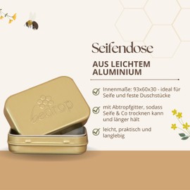 bedrop Seifendose Seifenbox Seifenschale aus Aluminium für festes Shampoo & Handseife mit Abtropfgitter, schützt vor Feuchtigkeit und Schmutz, rostfrei & wasserdicht für zu Hause und unterwegs