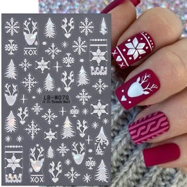 4 Sheets Christmas Nail Stickers Decals - 3D Holiday Nail Decals Winter Aurora Nail Art Stickers with Christmas Elk Tree Snowflake Design Nail Art Supplies Stickers for Women Christmas Decorations