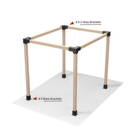 Jurrque Heavy Alloy Steel Pergola Kit for 4"x 4" (Actual 3.6" X 3.6") Lumber，Woodworks DIY Pergola Brackets Suitable for Backyard，Gardens，Patio and Metal Gazebo Kits - specification: [ 4 X 3-Way ] + [ 4 X Base ]