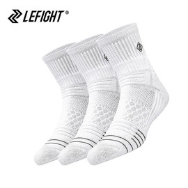 LEFIGHT 3 Pairs - Large Basketball Athletic Socks, Soft and Comfortable for Running, Hiking, Compression, Cushioning Form and Women - Color: White-Middle