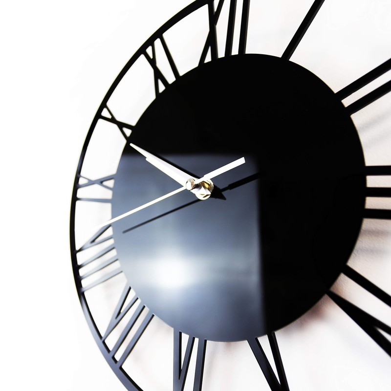 WALPLUS 30cm(11.8") Diameter Acrylic Gloss Roman Wall Clock Black Home