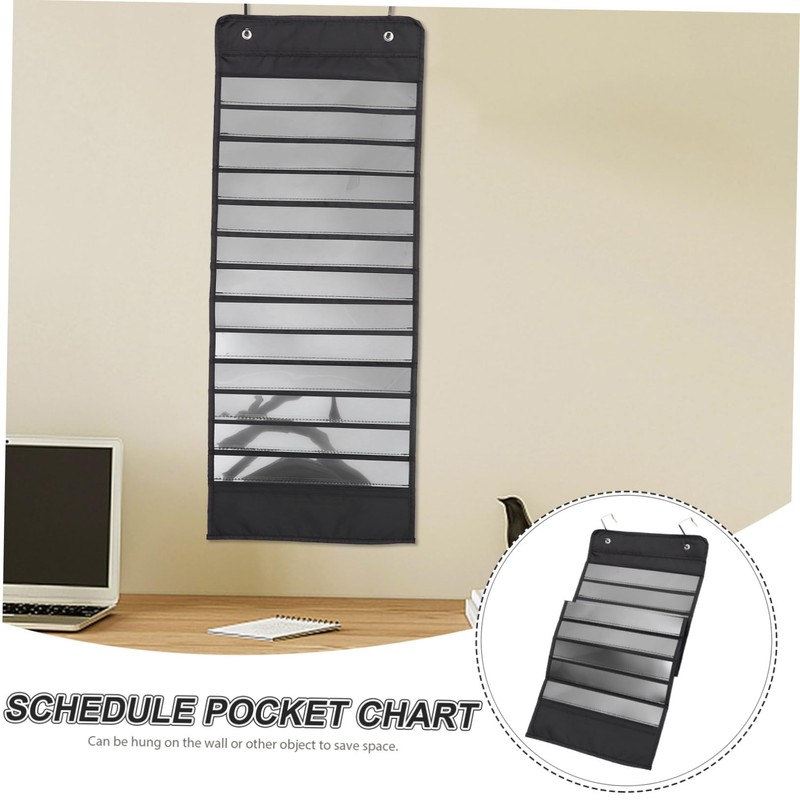 DOITOOL Daily Schedule Pocket Chart Classroom Organizer with Transparent Pockets