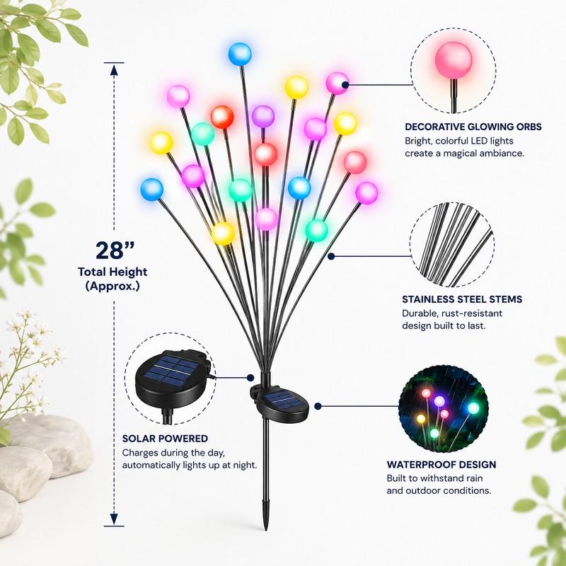 Solar Firefly Garden Lights for Outdoor Decor – Swaying LED