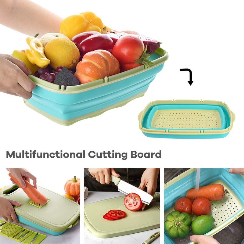 Camping Cutting Board, HI NINGER Collapsible Chopping Board with Colander,