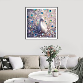 FHBUBPUP 5D Diamond Painting Kits for Adults, 5D Diamond Art Kits for Beginners Peacock - DIY Full Drill Round Diamond Dot Gem Art, Craft Gift Suitable for Home Wall Decoration 12×12Inch