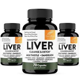 【Sandhus】Liver Cleanse & Detox Supports 11 Ingredient Blend Milk Thistle, Dandelion, Turmeric, Ginger Extract, Beet, Zinc, Vitamin E, Grape Seed:_3 Pack