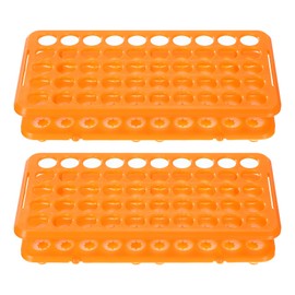 PATIKIL 50 Wells Tube Rack, 2 Pcs Vial Rack Double Layer Centrifuge Tube Holder for Microcentrifuge Tubes 5,10,15ml, Orange