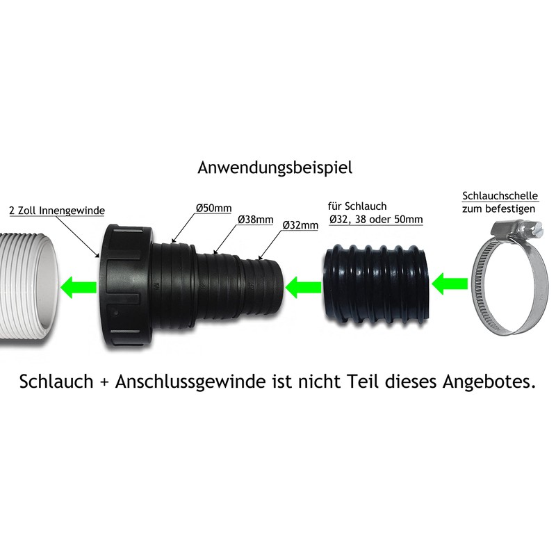 Set of 2: Stepped Hose Nozzle Diameter 32 / 38