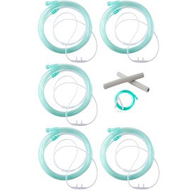 American Goods 5/Pk Pediatric Nasal Oxygen Cannula 7Ft (2.1m) Standard Connector Tip & 1/Pair Oxygen Cannula Ear Cushion Latex Free, Soft Tubing, Crush Resistant