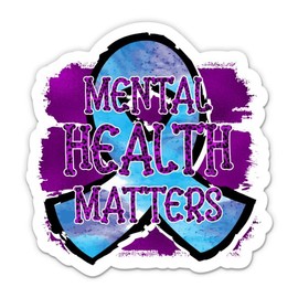 Mental Health Matters Sticker - 5" Laptop Sticker - Waterproof Vinyl for Car, Phone, Water Bottle - Awareness Ribbon Decal