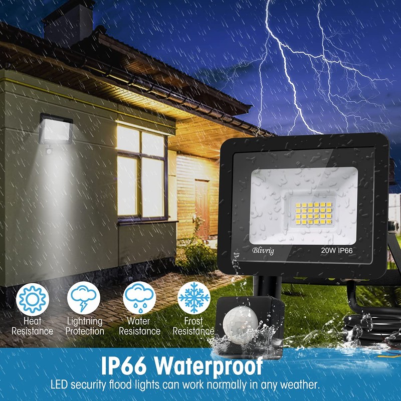 20 W LED Spotlight with Motion Sensor Outdoor, Super Bright