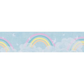 A.S. Création Lilly & Luis 771451 Children's Bedroom Wallpaper - Durable Non-Woven Wallpaper in Border Cloud Look - 5.00 m x 0.13 m - Colourful, Blue, White - Made in Germany