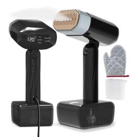 2-in-1 Handheld Garment Steamer & Iron – Dual-Mode Vertical/Horizontal Steaming | Dry & Steam Settings | 330ML Extra-Large Water Tank | 5-Mode LED Display | Wrinkle Remover for All-Fabric (Black)