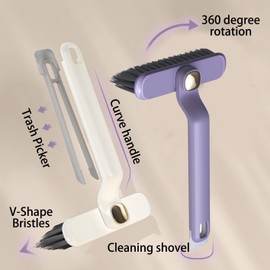 Crevice Cleaning Brush - Grout Cleaning Brush,360 Degree Rotating Traditional Cleaning Tools,Hard Bristle Gap Cleaning Brush with Trash Picker,for Cleaning Kitchens Corners or Tile