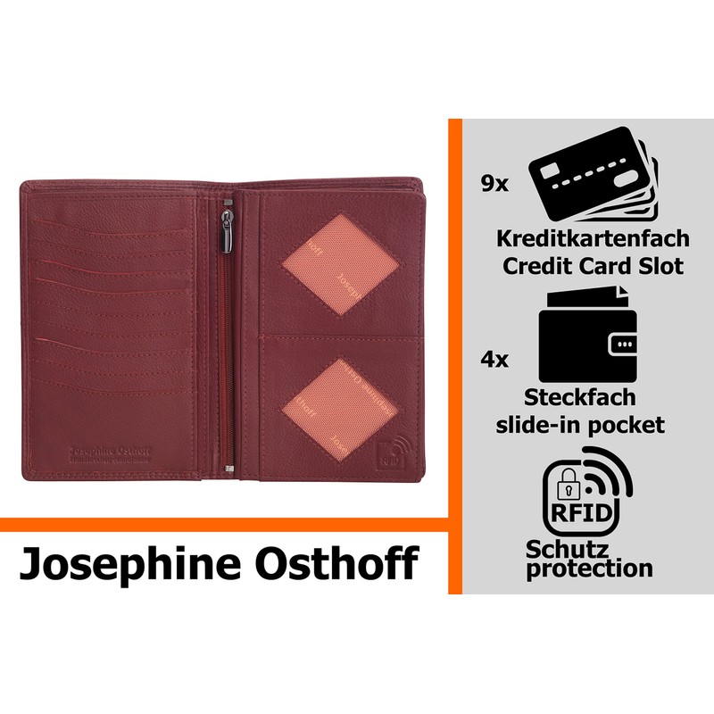 Josephine Osthoff Men's Leather ID Holder, Passport Case, Portrait Format,
