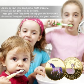 Infreecs Pack of 12 Tooth Fairy Coins, Tooth Fairy Gold Taler with Various Patterns, Tooth Fairy Coins, Tooth Fairy Gifts for Children, Lost Tooth Children Gifts Souvenir for Girls and Boys