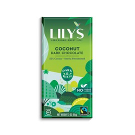 Lily's by, Stevia Sweetened, No Added Sugar, Low-Carb, Keto Friendly, 55% Cocoa, Fair Trade, Gluten-Free & Non-GMO, 3, 4-Pack, Coconut Dark Chocolate Bar, 12 Oz