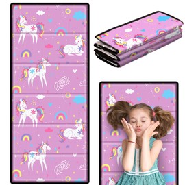 Ceenna Nap Mat for Boy Girl Folding Sleeping Mat 45.3 x 19.7 x 0.6 Inches, Perfect for Preschool and Daycare, Foam Toddler Nap Mat for Kindergarten Classroom Kids Travel Home School(Unicorn)