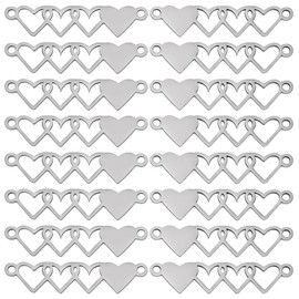 COGCHARGER Stainless Steel Heart Connector Charms Friendship Bracelet Charms Pendants for Best Friend Friendship Gifts for Women Girls Friends, Stainless Steel, No Gemstone