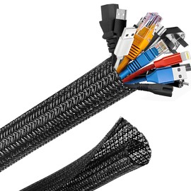 XiaoLidm 13 mm Cable Sleeve, Black, 3 Metre Cable Protection Hose, Cable Hiding, Cable Duct, Flexible Fabric Hose, Self-Closing Cable Tube for Desk, TV, Computer, PC