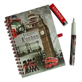 stationary 1 x London Souvenir Notebook Notepad Pen - British England London Landmark Icons Diary & Pen - England UJ UK Note Pad Pen Gift Set