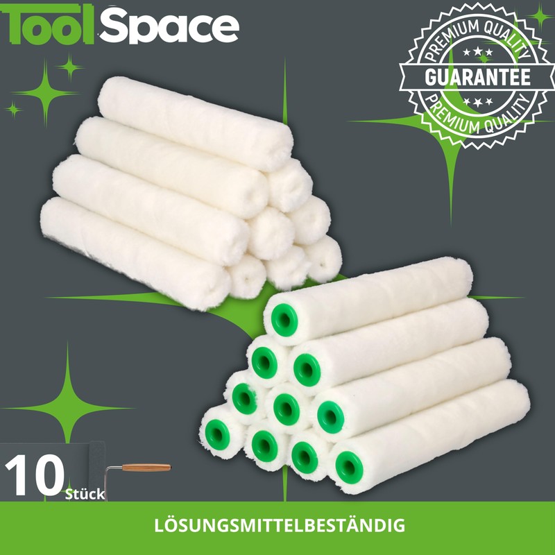 ToolSpace 10 x Velour Paint Rollers, 15 cm, Paint Roller,