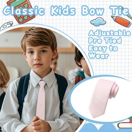 GHTIYLP Kids Tie Solid Color Pre-tied Boys Tie for School (Pink)