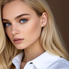 Pearl and Crystal Ear Crawler Earrings, Gold-Plated, White Pearl