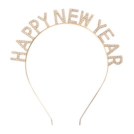 Happy New Year Headbands Gold Rhinestones Headpiece for Women Holiday Headbands for Girls New Years Eve Party Supplies 2025 Glitter Hair Bands for Womens Letter Hair Accessories for Teens Hair Hoops