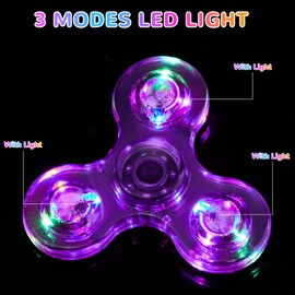 WELLVO 1Pcs LED Fidget Spinner for Kids Adults, Light up Sensory Fidget Toys for Kids 4-8 8-12 ADHD Anxiety Stress Relief, Classroom Prizes Glow in The Dark Hand Spinner Boys Girls Birthday Gifts