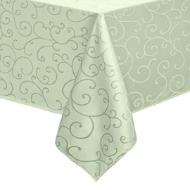 Romanstile Washable Tablecloth 140 x 240 cm Outdoor Light Green Rectangular Damask Jacquard Table Cloth Tablecloth Decoration for Easter Garden Parties Outdoor Birthday Party Spring