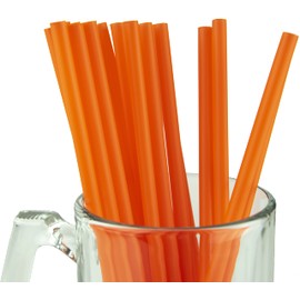 Made in USA Individually Wrapped Non-toxic & BPA-free Plastic Smoothie Drinking Straws (500-Count, Orange)