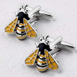 QINGANRAN Cute Bee Cufflinks for Men Insect Design Accessory