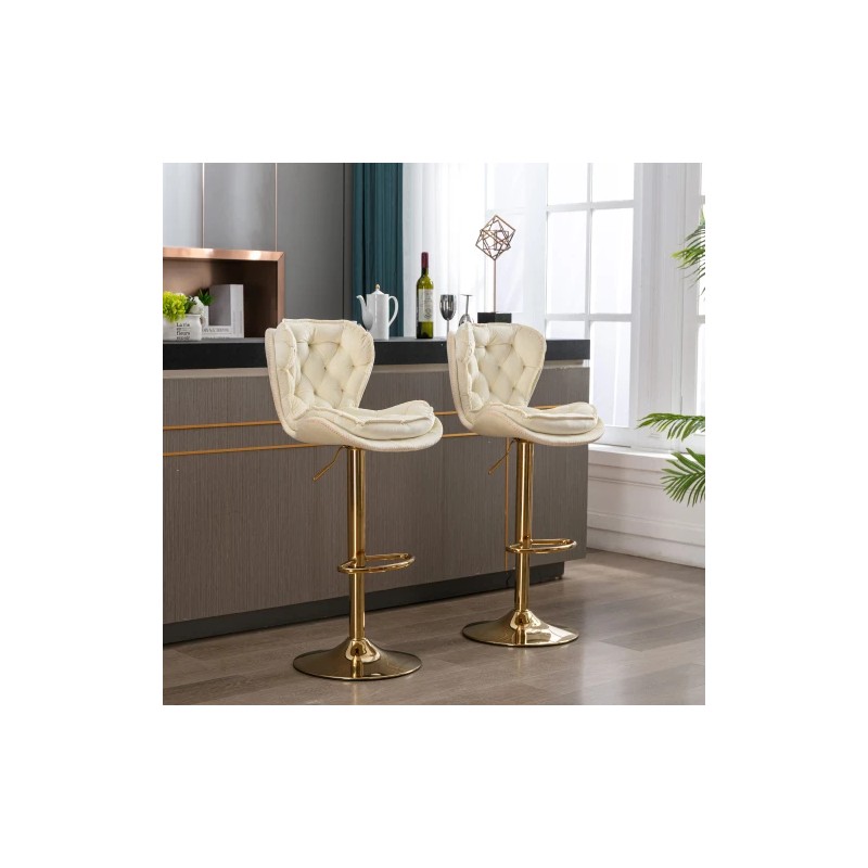 Set 2 Modern Lightweight Bar Stools Chrome Footrest Base Swivel