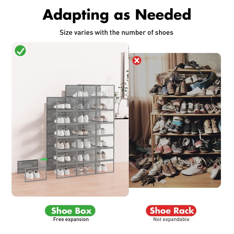 Foluck Shoe Storage Box, 15 Pack Clear Plastic Stackable Shoe