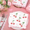 FYSUIMU 50Pcs Bow Cherry Scalloped Napkin Coquette Paper Luncheon Napkin