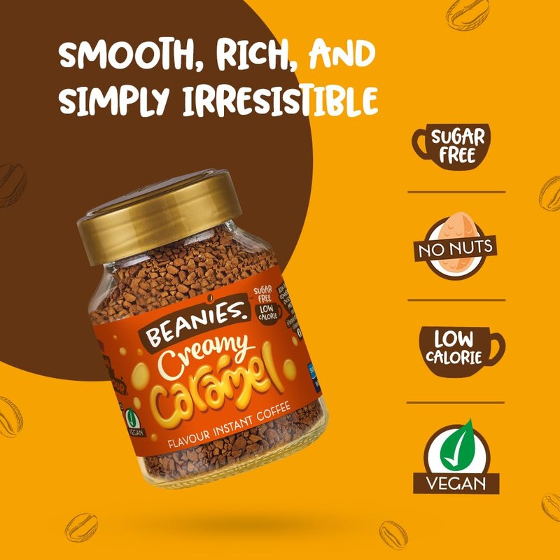 Beanies Creamy Caramel Flavoured Instant Coffee, 400g (50g x 8