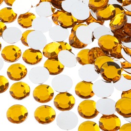 John Bead - 400 piezas de 12 mm (SS50), color dorado, acrílico redondo con parte trasera plana para hacer joyas, manualidades, arte de uñas, maquillaje facial, ropa