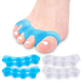 Separadores de Dedos de Gel, 2 Pares Espaciador de dedos de Gel de Silicona Separador para relajar los dedos de los pies, alivio de juanetes, hallux valgus ideal para mujeres y hombres