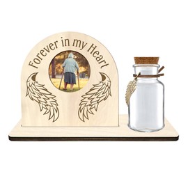 Personalized Loss of Loved One Photo Frame Memorial，Custom lock of Hair Keepsake Jar,Remembrance Bereavement Sympathy Gift for Lost Mom, Dad， Friends, Sisters, Grandparents (semicircle2)