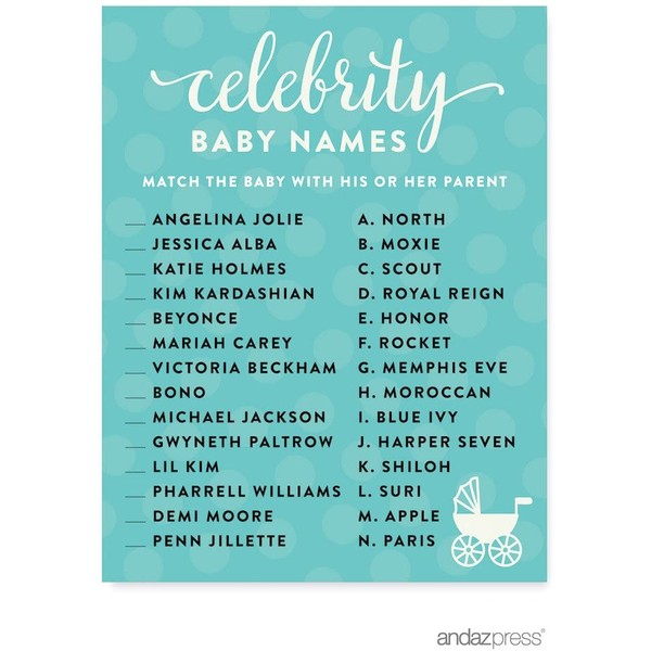 Andaz Press Baby & Co. Baby Shower Collection, Celebrity Name Game Cards, 20-Pack